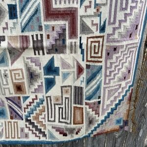 46"x 60" Vintage Kilim Hand Woven Wool Area Rug Geometric Purple Blue Gray Brown